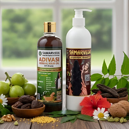 Samarveda Adivasi Herbal Hair Oil & Ayurvedic Shampoo